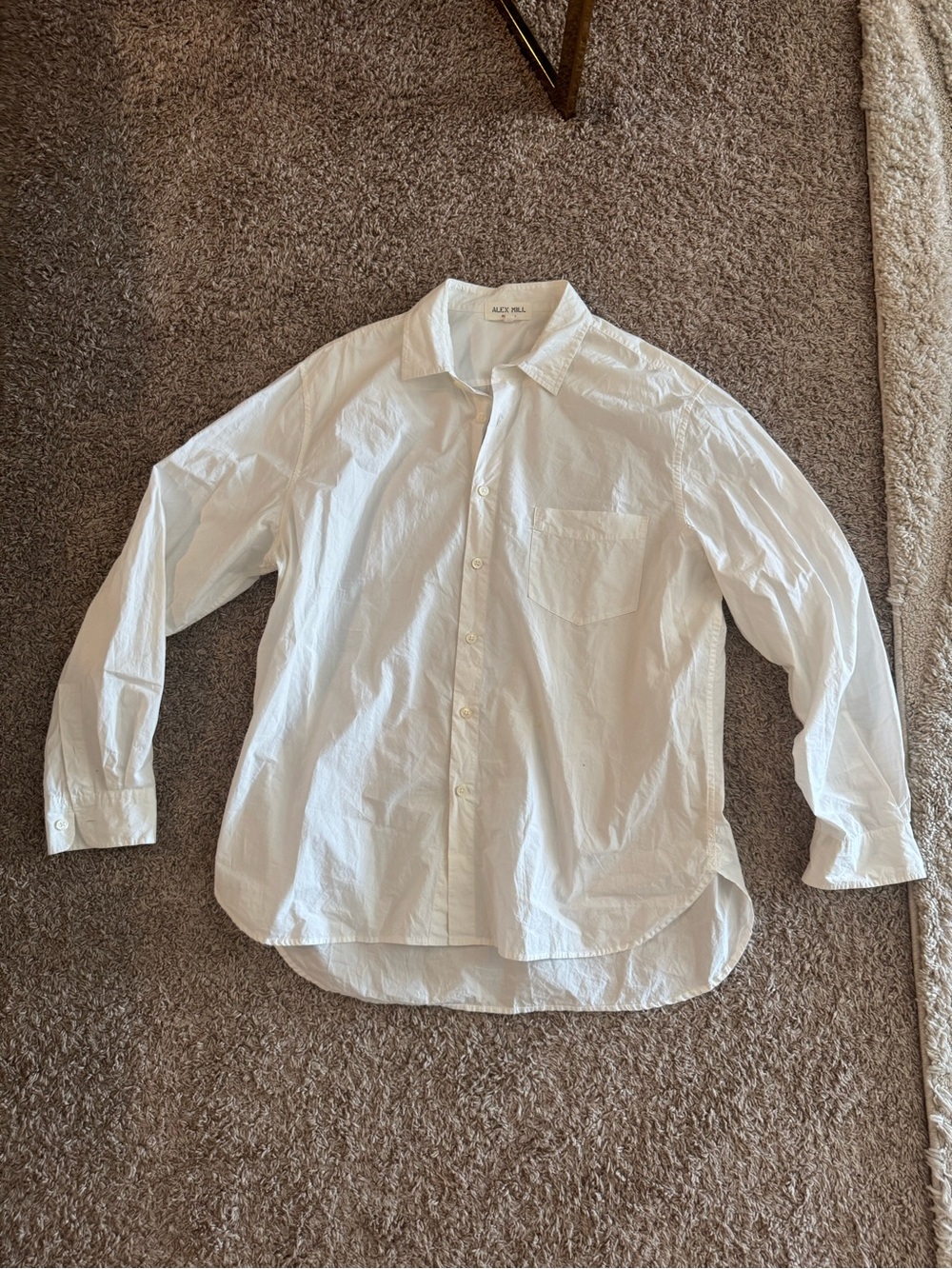 Alex Mill White Casual Wash & Go Button-Down Shirt